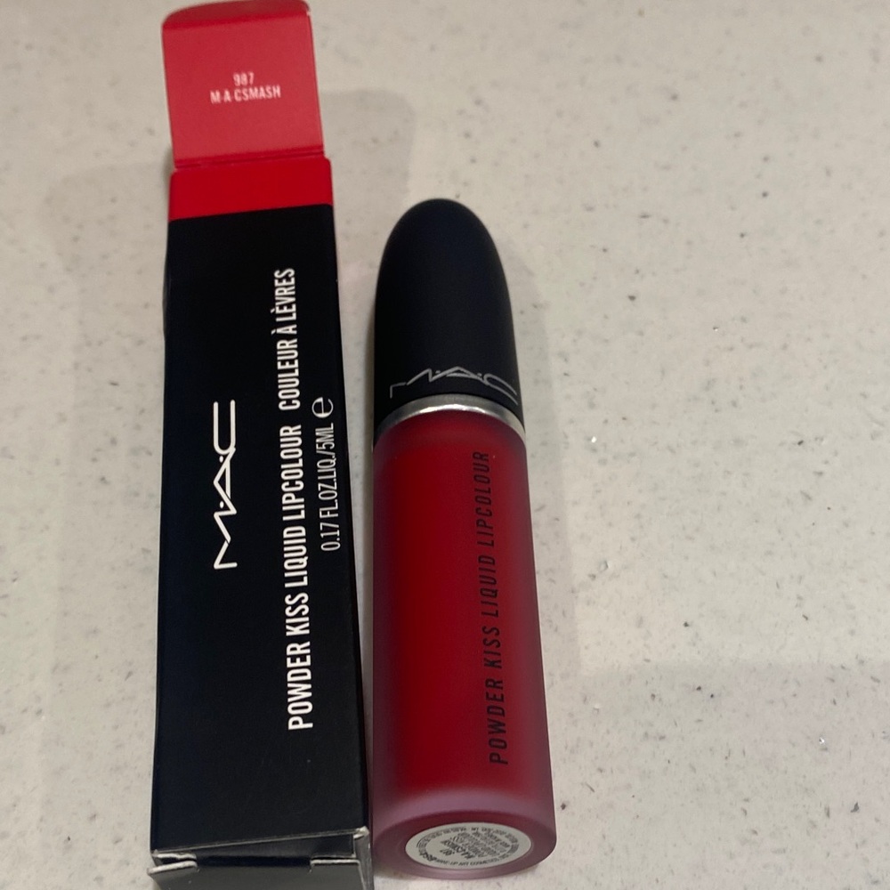 MAC Cosmetics Powder Kiss Liquid Lipcolour — M.A.C.smash Red #987 - Picture 3 of 3